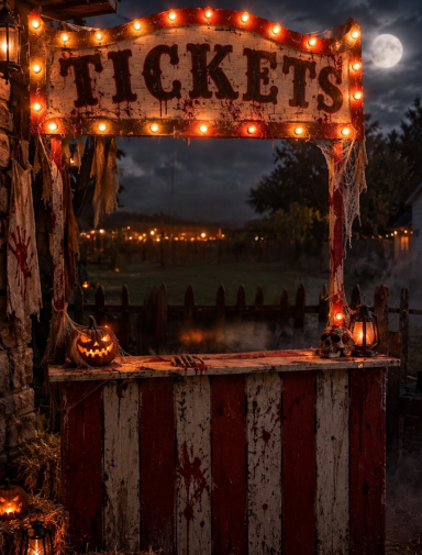 horror ticket booth Fair style event ticket booth